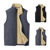 Men's Casual Solid Color Double-sided Fleece Zipper Vest, Men's Stand-up Collar Fleece Vest