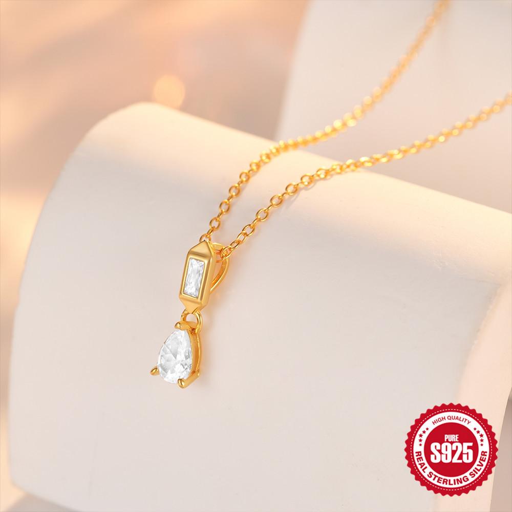 Простое универсальное женское ожерелье-хипстер с подвеской-капелькой из стерлингового серебра S925 с подвеской на ключицу