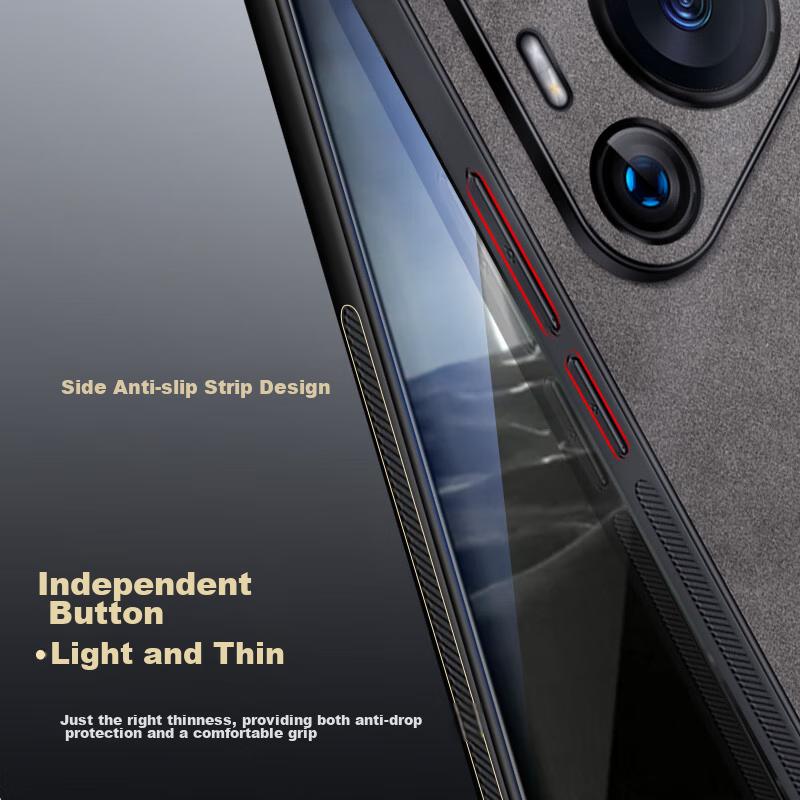 Huawei Pura70 Phone Case, Huawei Pura 70 Protective Cover, Shockproof Full-Body Soft Case, Simple Luxury Silicone Outer, WoAnd Leather Case, Gray
