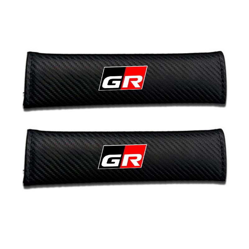 XBWF1 For Toyota GR 86 Supra Yaris RAV4 Prius Corolla C-HR Auris TRD 2pcs Carbon Fiber Leather Safety Belt Shoulder Cover Accessories