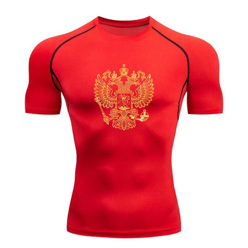 Мужская компрессионная спортивная футболка, Паттерн с двуглавым орлом