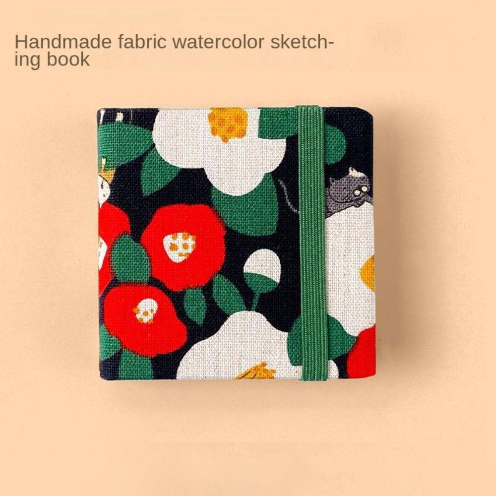 Flower Mini Fabric Watercolor Book Colorful Mini Watercolor Painting Book Painting