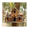 Bird House, Bird House For Outside, Wooden Bird Houses For Outside Hanging, 6 Hole Handmade Natural