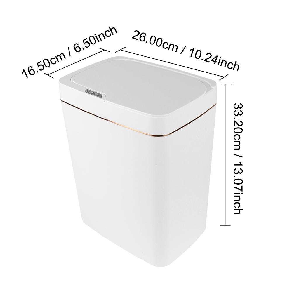 Контейнер для мусора 18 л с крышкой Бесконтактный интеллектуальный датчик Тихий интеллектуальный мусорный бак для кухни Ванная комната Спальня Автоматическая упаковка Электронный мусорный бак