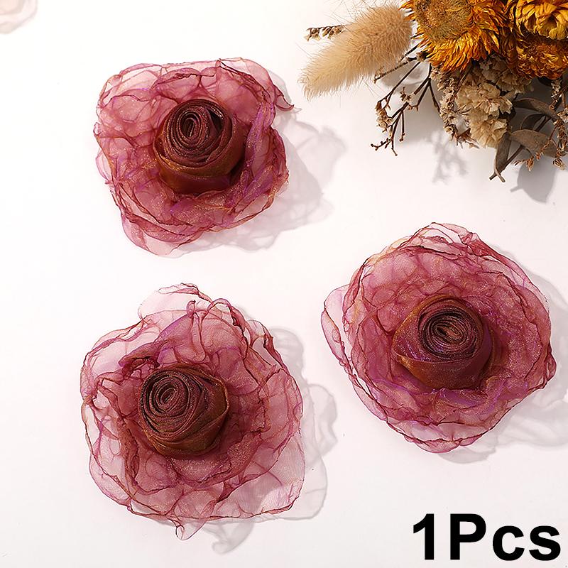 Искусственный цветок из шифоновой ткани ручной работы для свадебного платья, украшения шляп, своими руками, марля, обожженный край, роза, шитье, аппликация
