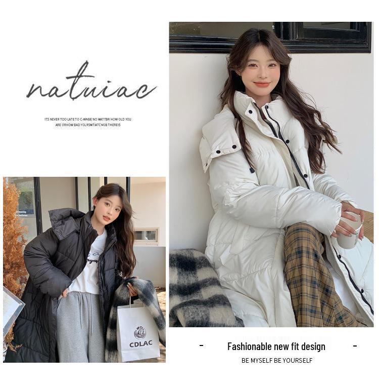 Женское зимнее пальто 2024 года с капюшоном, удлиненное, хлопковое - Толстое, теплое и длиной ниже колена