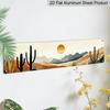 2D Flat, 1pc 4X16 Inch Aluminum Metal Signs Mid Century Inspired Desert Sunset Metal Wall Art Piece Capturing Serene Earthy Colors for Home Office