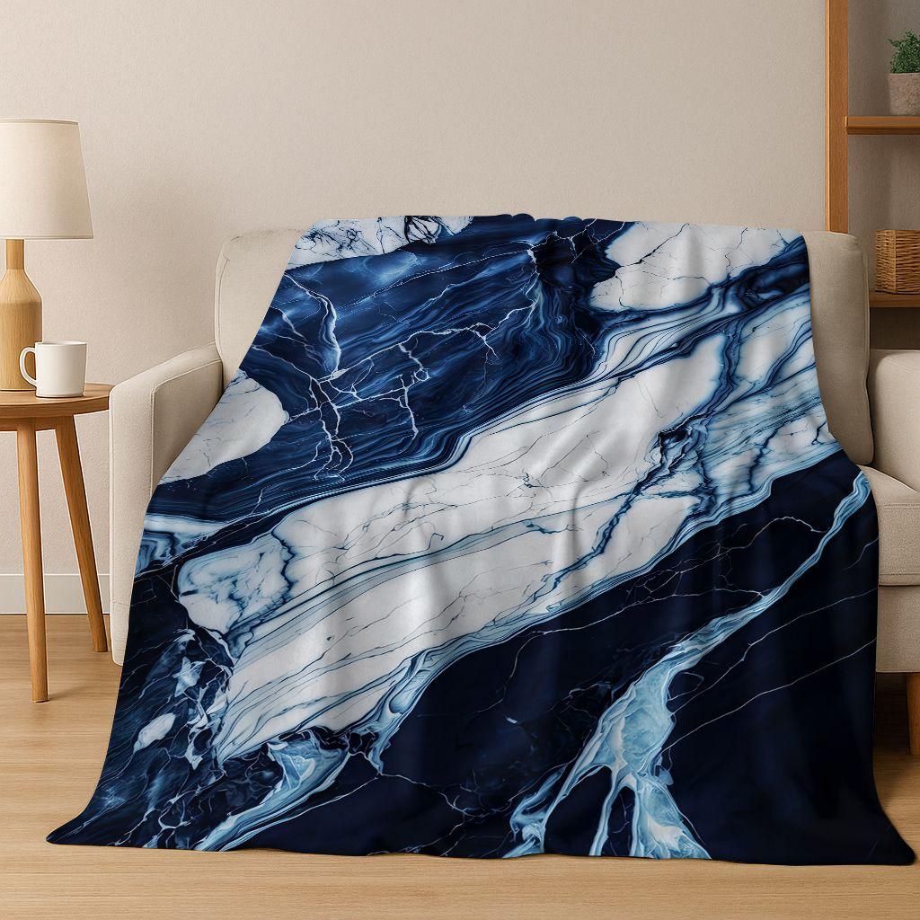 Роскошное Черно-Зелено-Золотое Мраморное Разноцветное Каменное Текстурное Искусство Фланелевое Одеяло, Уютное Мягкое Плед для Дома Спальни Кровати Дивана