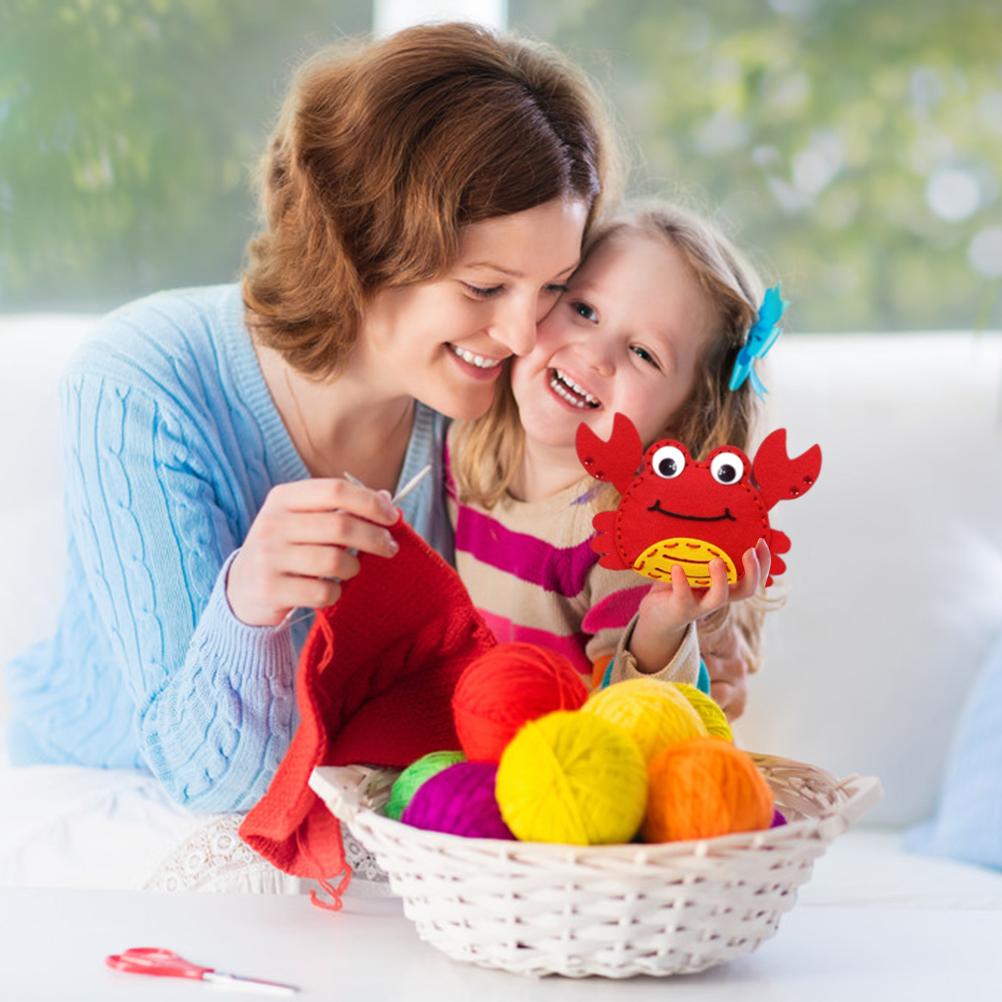 8 Pcs Children Felt Sewing Kit Ocean Animals DIY Art Craft Felt Set Beginners Sewing Set for Boys