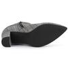 Allegra K Women's Check Ankle Boots with Pointed Toe, Chunky Heel, Size 24.5cm, Black and White