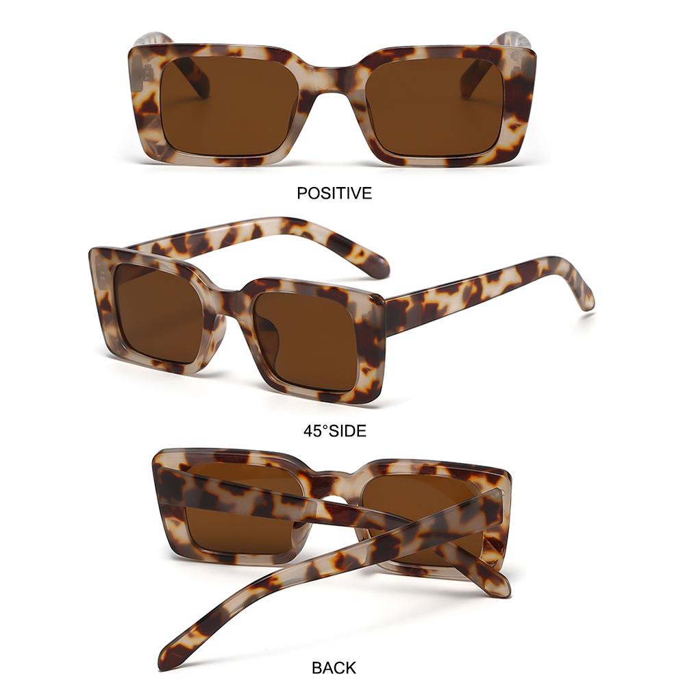 Women's Fashion Gradient Small Frame Shades Rectangle Square Sunglasses Leopard Sun Glasses