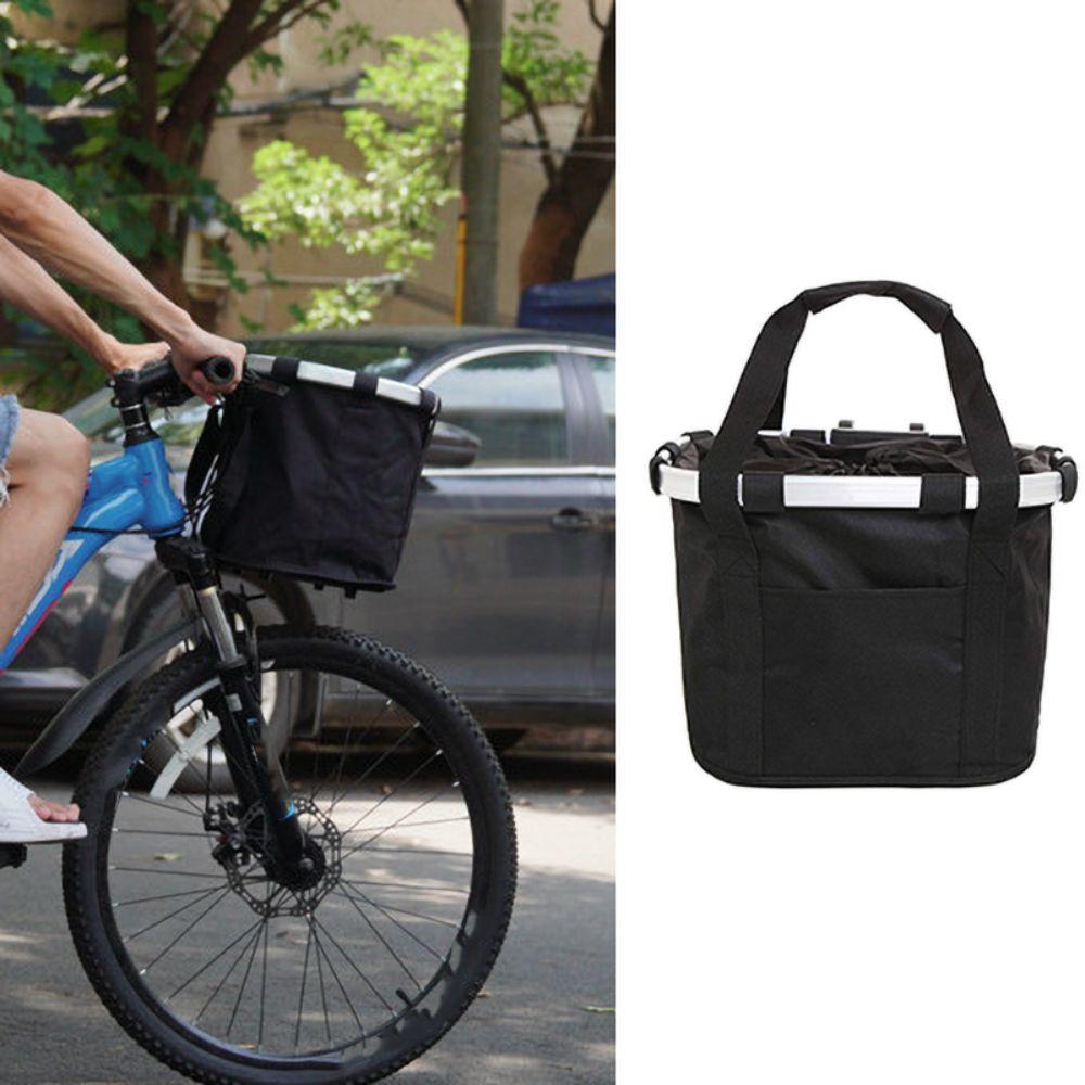 Foldable Bicycle Front Basket Aluminum Zinc Zinc Alloy Frame Mountain Bike Bags Pet Dog Carry Pouch  Outdoor