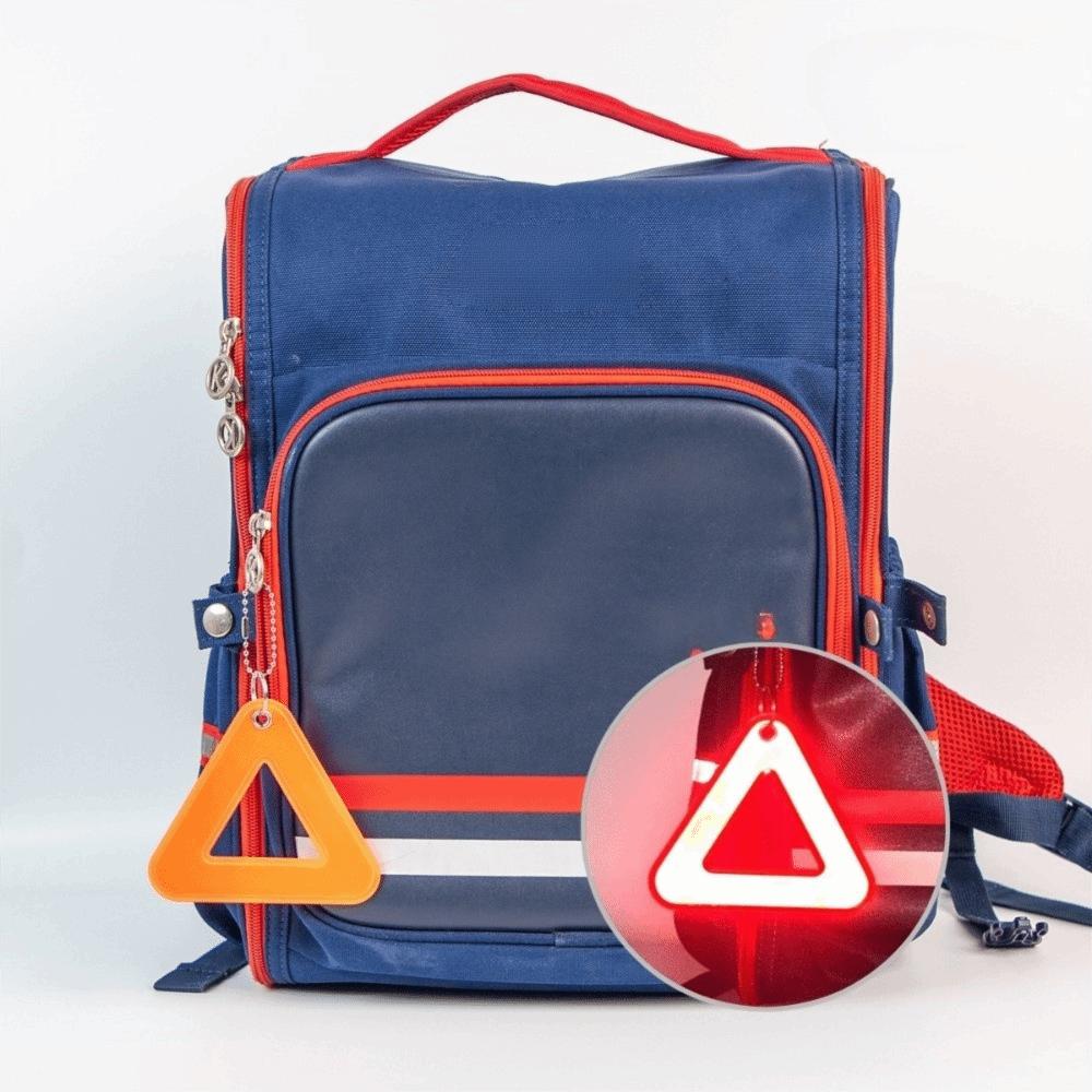 Lightweight Safety Keychain Triangle Shape Reflective Pendant Metal Ring Backpack Accessories