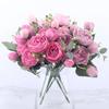 30cm Rose Pink Silk Peony Artificial Flowers Bouquet 5 Big Head Cheap Fake Wedding Decorate