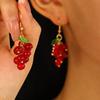 Sweet Retro Red Grape Earrings Female Fresh Summer Theme Fruit Design Dangling Drop Earrings Girls Versatile Fashion Accessories