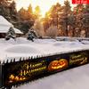 Halloween Yard Sign Party Banner, Happy Halloween Lettering Glowing Pumpkin Pattern, Polyester Outdoor Garden Courtyard Fence Decoration