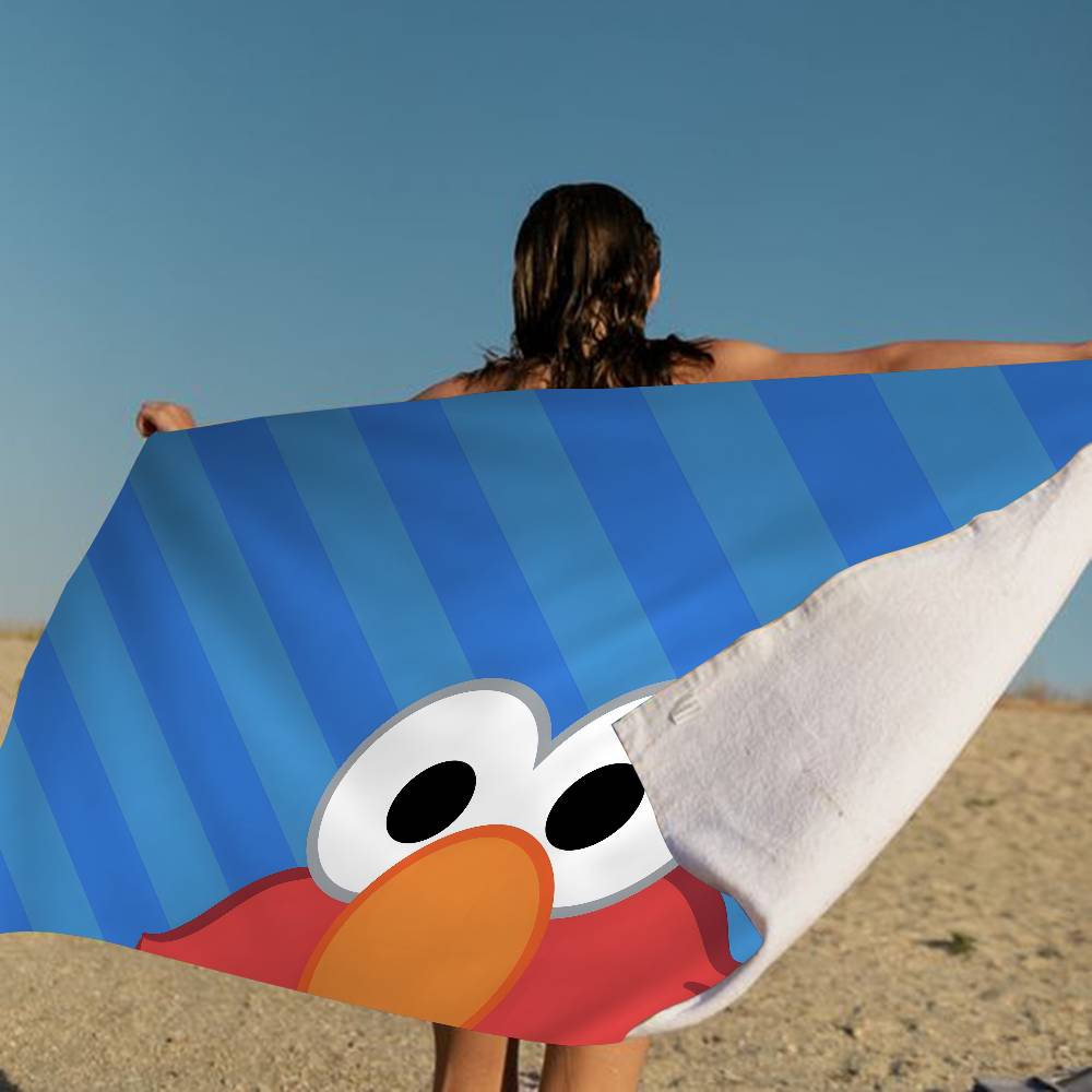 Sesame Street Cartoon Microfiber Blanket Quick Drying Beach Towels Oversized Printing Super Absorbent Pool Towel Blanket