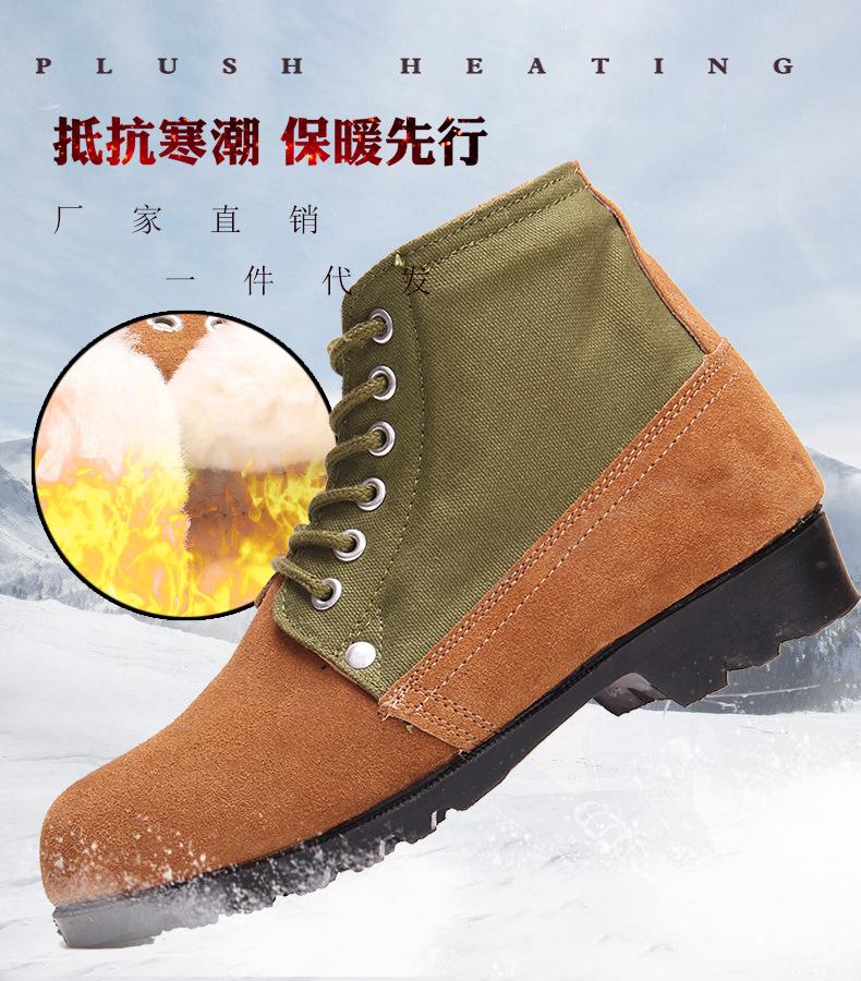 Зеленые тканевые туфли с большой головой, зимние шлепанцы из кожи, утепленные шерстью, большие хлопковые туфли