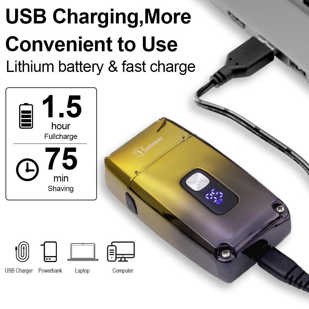 Hatteker Электрическая бритва для мужчин, 3 лезвия, мужская электробритва, водонепроницаемая бритва для лысины, триммер для бороды, бритва из фольги