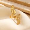 1 шт. Новое Минималистичное Позолоченное 18K Золотом Крылья Ангела Крылья Голубя Мира Открытые Кольца Модные Водонепроницаемые Ювелирные Изделия из Нержавеющей Стали