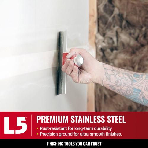 LEVEL5 20cm (8 Inch) Soft Grip Stainless Steel Taping Knife, Professional Grade, Metal, Hammer End, 5-134