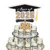 Graduation Wooden Money Holder Tower Double Layers Cash Storage Rack Class of 2025 Graduates Money Gift Grad Party Desktop Decoration