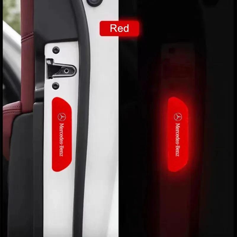 2025 Hot 4PCS Car Door Reflective Sticker Warning Reflector Sticker Decal Auto Styling for Mercedes benz A B C E G CLA GLK CLASS