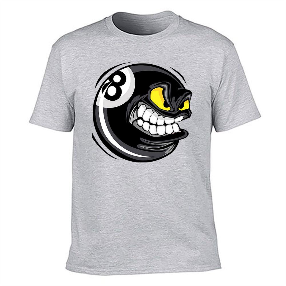 Unisexs Cotton TShirt Angry Ball Graphic Print Casual Short Sleeve Tee for Billiards Lovers