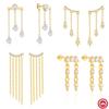 S925 Sterling Silver Tassel Chain Octagram Stone Banquet Noble Eye-Catching Stud Earrings Earrings