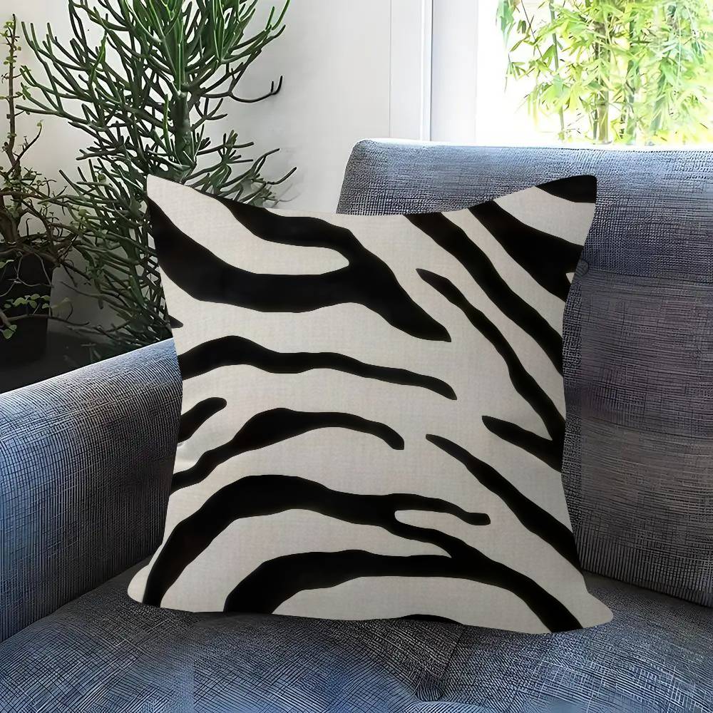 Abstract Line Black and White Zebra Cushion Cover Inches Farmhouse Decor Home Throw Pillow Covers for Couch Decorations