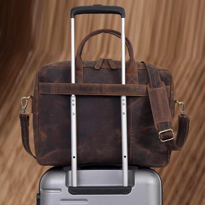 Leather Briefcase Bag Mens Laptop Messenger Bag Office Shoulder Bag Personalized Handbag for Men and Women Classic Gift for Him