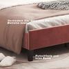 Upholstered Double Bed 140 x 200 cm, Bed Frame with Flower-Shaped Headboard and Slatted Frame, Adult-Youth, Skin-Friendly Velvet, Guest Bed, Bean Red