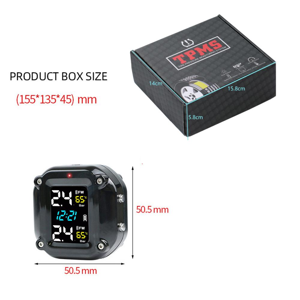 Монитор давления в шинах мотоцикла, цифровой дисплей, беспроводная система мониторинга давления в шинах мотоцикла, 2 внешних датчика в шинах для мотоцикла, мото