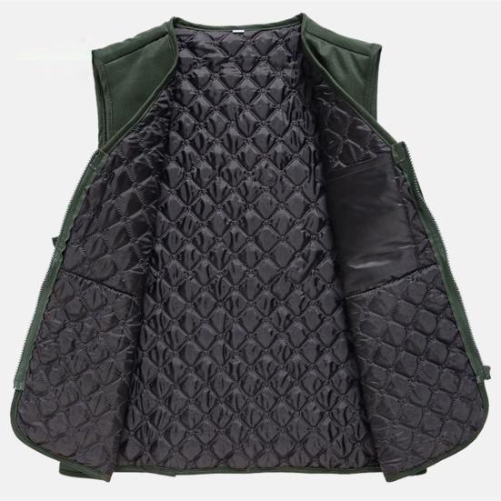 Зимний жилет для рыбалки с несколькими карманами, однотонный утепленный кардиган без рукавов с v-образным вырезом, большие размеры, мужской зимний жилет для путешествий