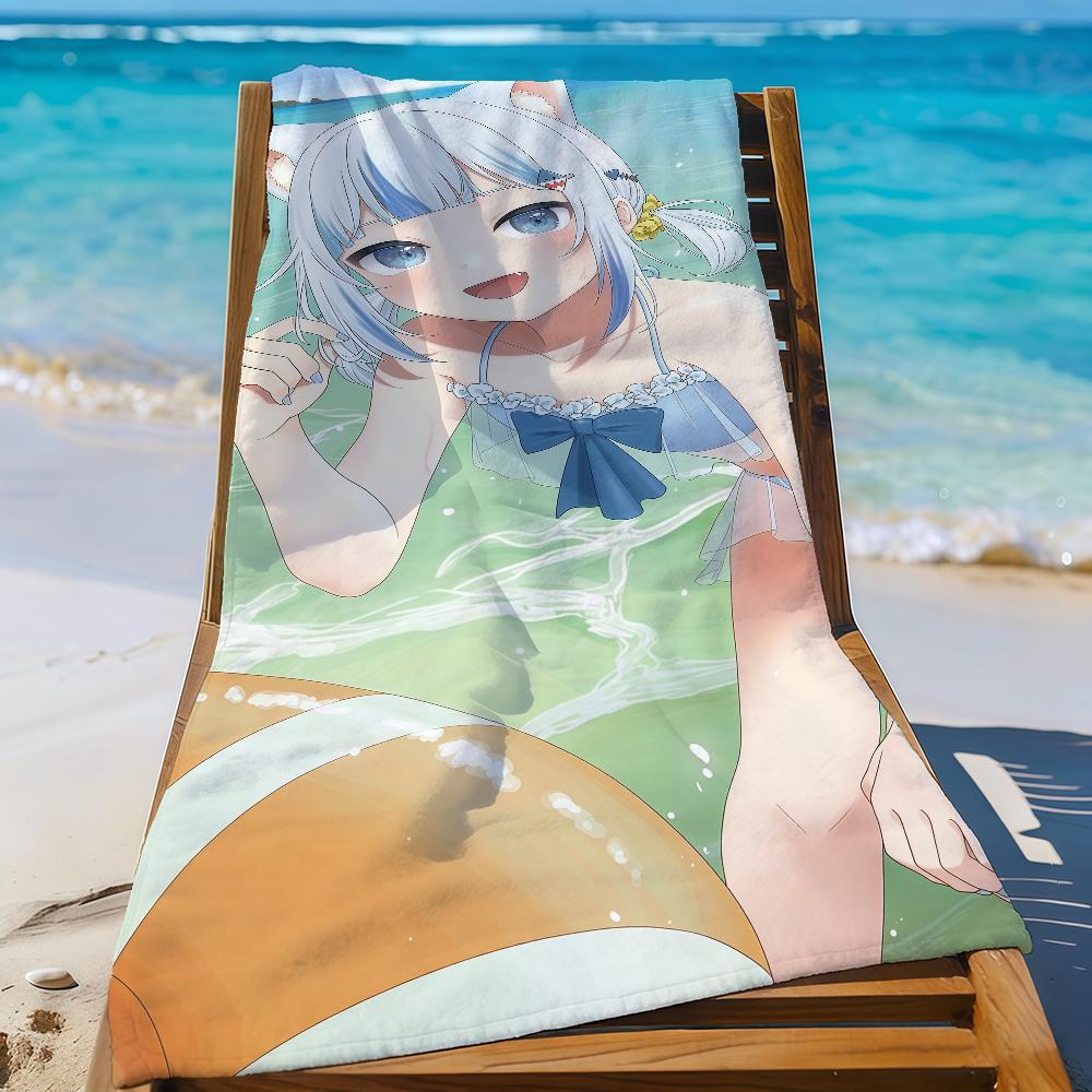 VTuber G-Gawr Gura Милое Полотенце Спортивное Быстросохнущее Туристическое Снаряжение для Кемпинга Песозащитное Мягкое Легкое Большое Пляжное Полотенце