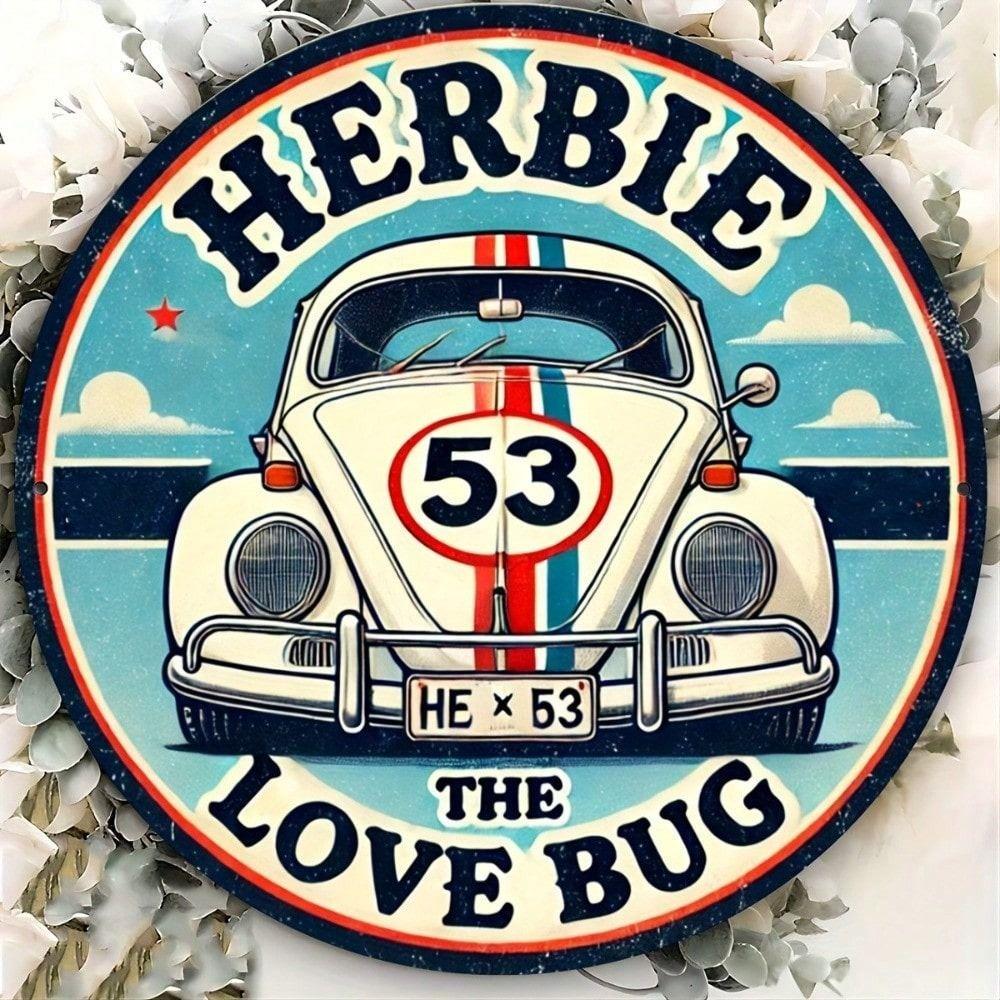 Винтажное Металлическое Настенное Искусство Herbie Love Bug Ретро Гараж Домашний Декор Жестяная Табличка