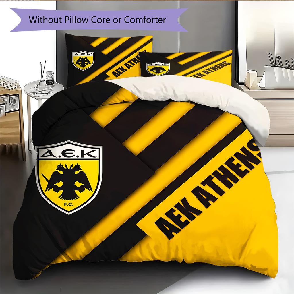 AEK Athens Football Club LogoPattern Bedding,Quilt Set Quilt Cover Pillowcase Home Birthday Gift (1 * duvet cover + 2 * pillowcase, without core)