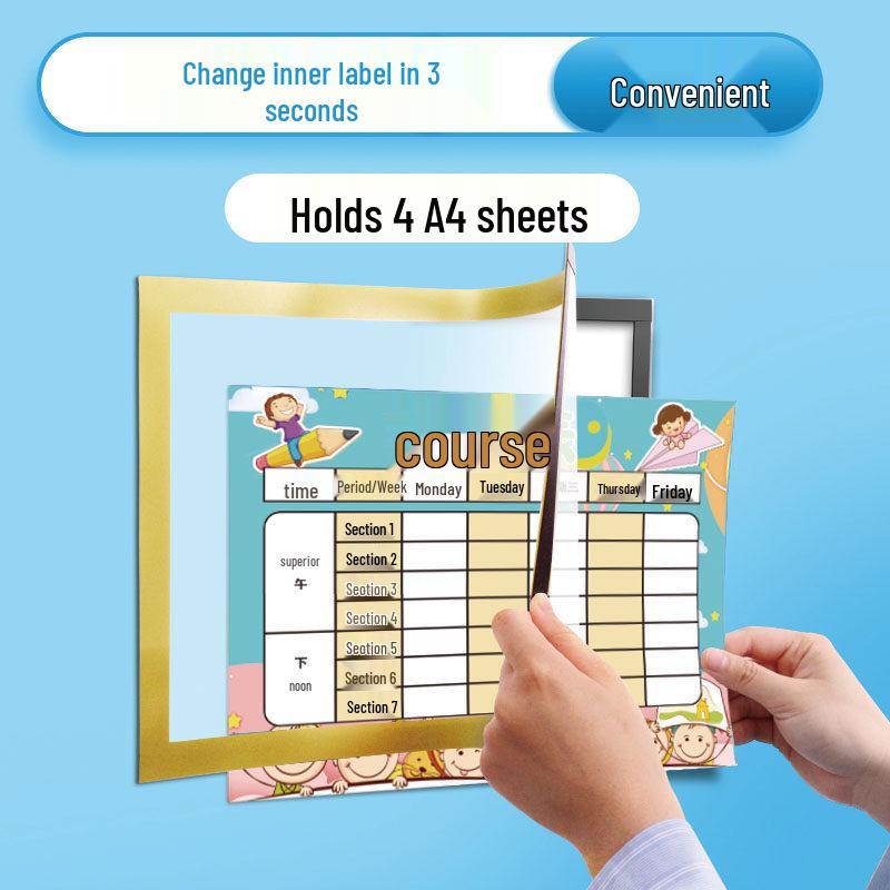 A4 Magnetic Class Schedule Wall Sticker for Primary Students - Wipeable & No Punching Needed