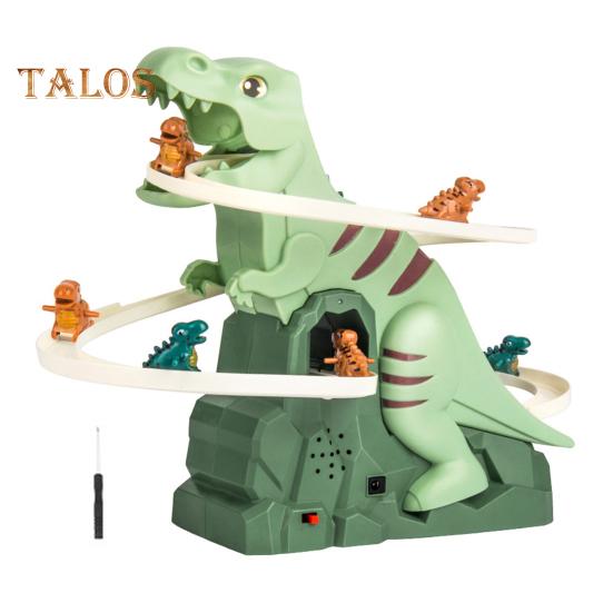 Электрическая игрушка-горка с динозавром и световой музыкой, мультяшный динозавр, автоматическая лестница, американские горки, скользящая игрушка, подарок для малышей, мальчиков и девочек