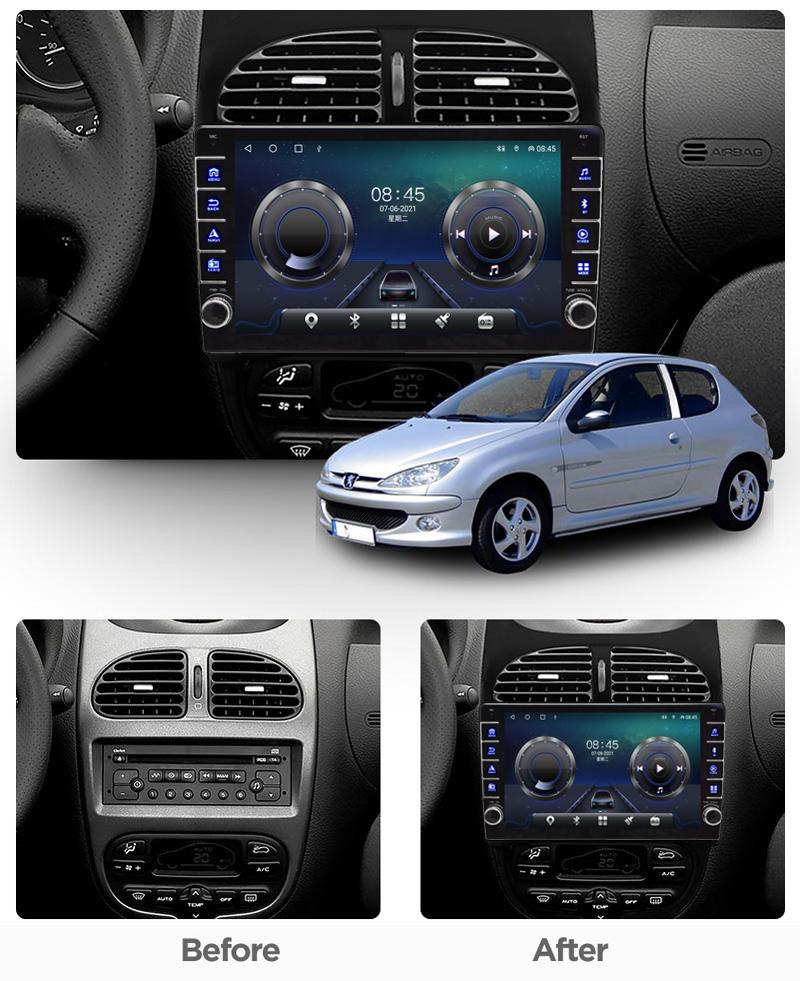 Для Peugeot 206 2001-2008 с кнопкой Android автомобильный радиоприемник мультимедийный плеер навигация стерео GPS 2 Din 1 + 16 ГБ