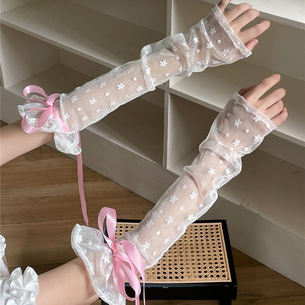 Bow Knot Lolita Arm Sleeve Lace Wrist Cuffs Versatile Fake Sleeves Cuffs Stage Performance