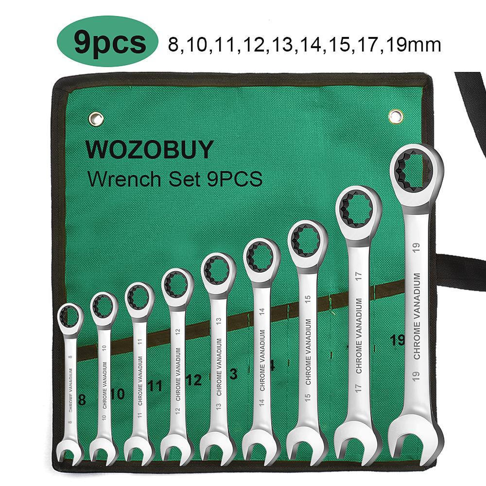 Key Ratchet Wrench Set 72 Tooth Gear Ring Torque Socket Wrench Set Metric Combination Ratchet Spanners Set Car Repair Tools