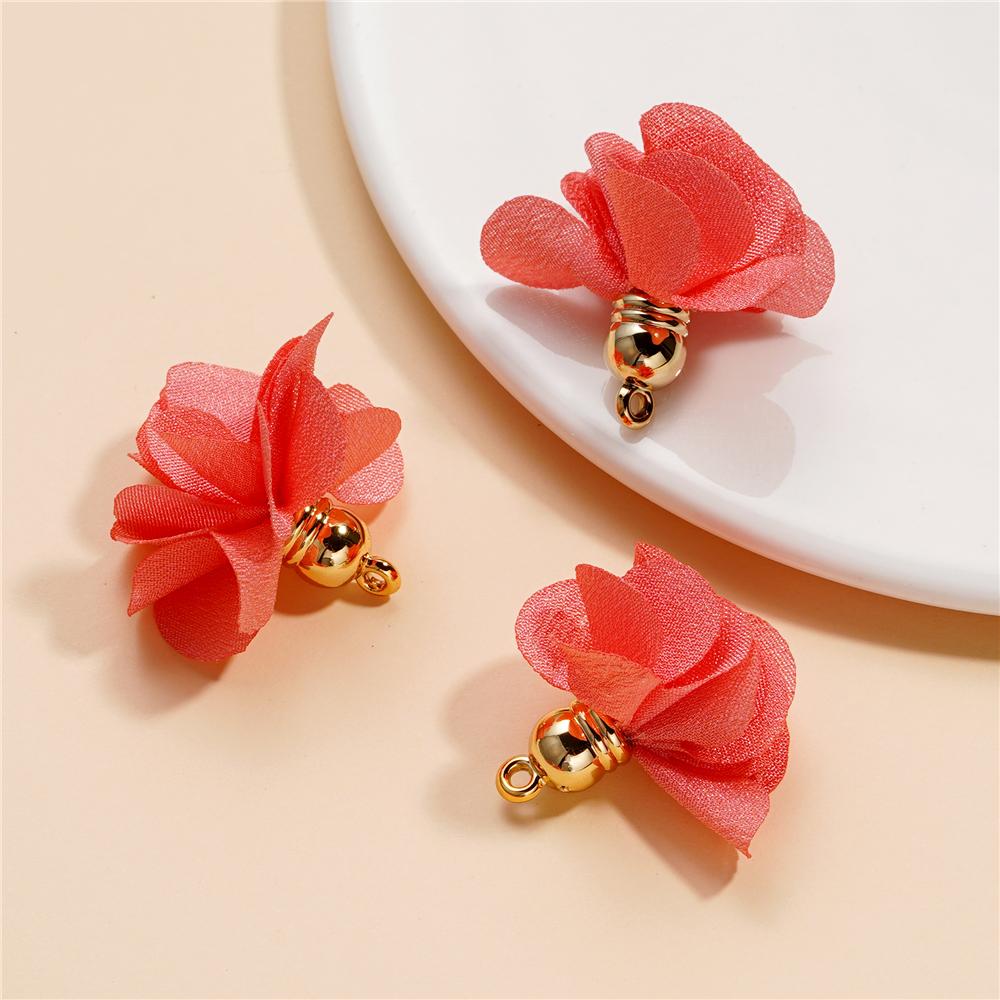 10Pcs/Lot Fabric Flower Tassel Pendants for Jewelry Making for DIY Bracelet Earrings Keychain Tassel Jewelry Making Accessories