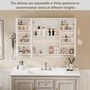 LED Bathroom Mirror Cabinet With Charging Station 2AC/2USB 3 Color Lighting Wooden Wall Cabinet Space Saving Wall Cabinet