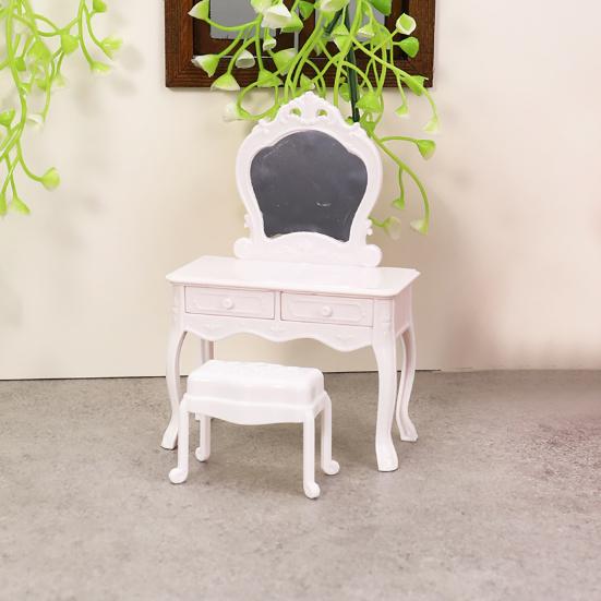 Doll Mansion Furniture Set Miniature Dressing Table Bunk Bed Bedside Table Dolls Bedroom Accessories for Kids Pretend Play