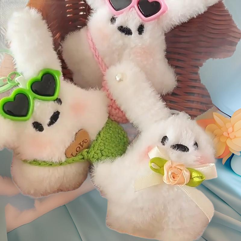 Брелок-подвеска в виде кролика, милый плюшевый зверек, брелок с бантиком для женщин, девочек, универсальная подвеска-шарм для сумки, подарок на день рождения