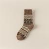 3 Pairs of Female Autumn and Winter Super Thick Warm Anti Cold Hair Ring Retro Pattern Wool Socks