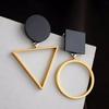 Punk Style Triangle Geometric Asymmetrical Black Earrings Women Party Jewelry