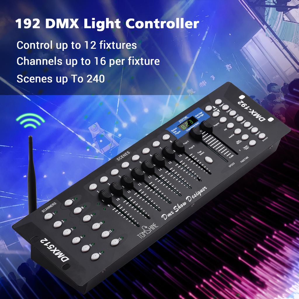 Беспроводной световой контроллер DMX512, консольная панель, 2,4G ISM 192CH, функция программирования, активация звука