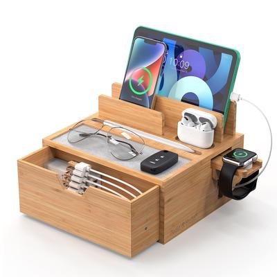 Зарядная станция Pezin Hulin Bamboo Настольный органайзер для хранения вещей Обеспечивает зарядную станцию для нескольких устройств Зарядное устройство USB в комплект не входит Совместимо